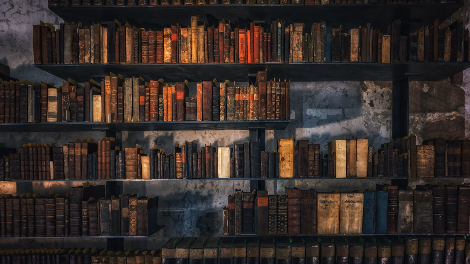 Brown wooden book shelves with books